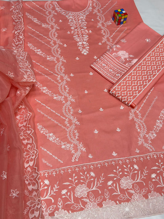 Azure Summer Collection CB-5177 | Peach 3-Piece Unstitched Embroidered Lawn Suit