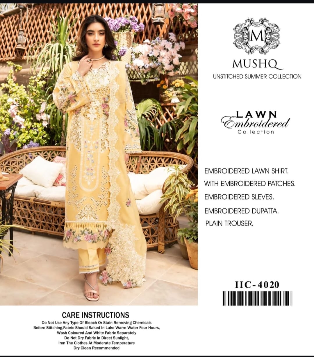 Elaf Premium Embroidered Luxury Lawn Unstitched 3Pc Suit IIC-4020
