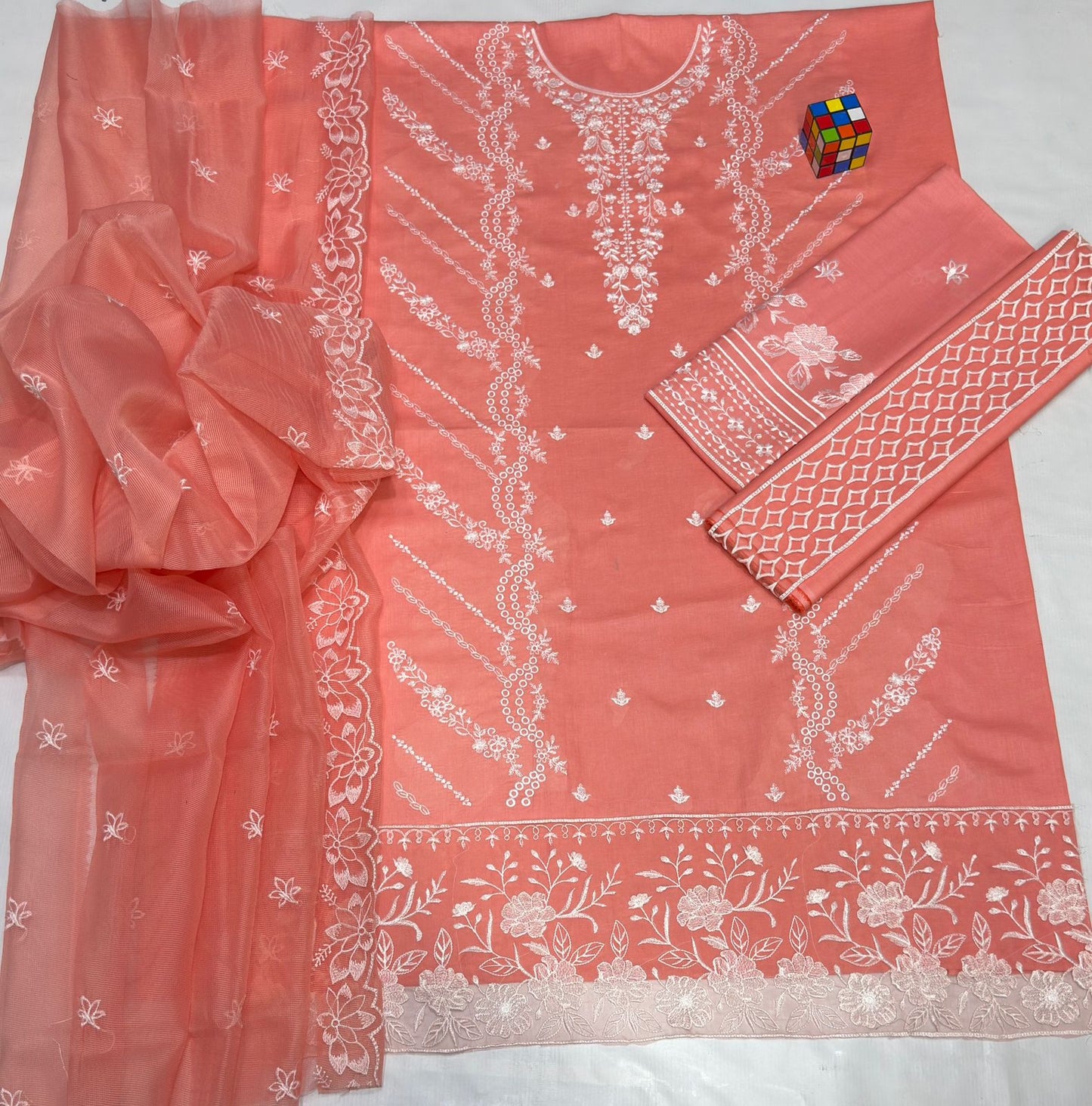 Azure Summer Collection CB-5177 | Peach 3-Piece Unstitched Embroidered Lawn Suit