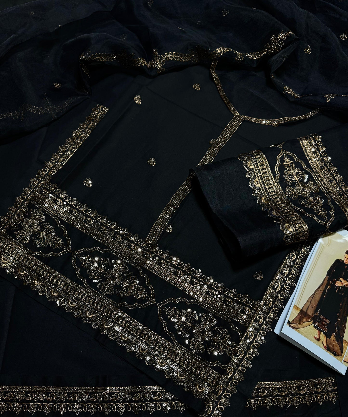 Dyot's Black Gold Festive lawn. (Unstitched)