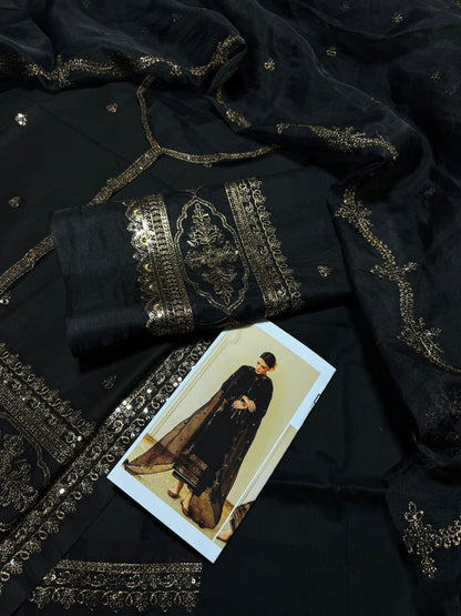 Dyot's Black Gold Festive lawn. (Unstitched)