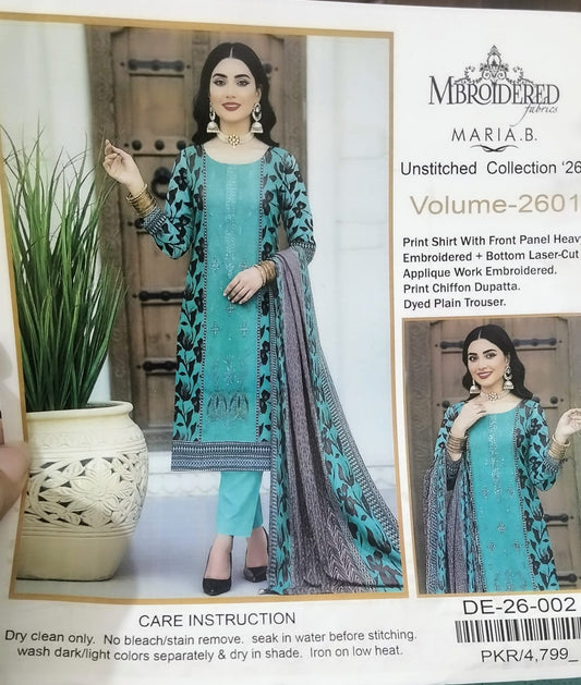 Maria B. Embroidered Unstitched Collection ’26 | Volume-2601