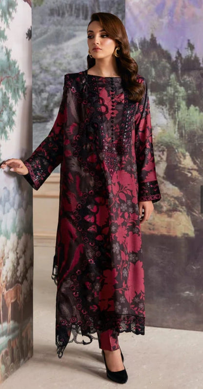 RAMSHA | DIGITAL PRINTED WITH HEAVY EMBROIDERED LAWN | UNSTITCHED 3-PIECE SUIT | JR-503