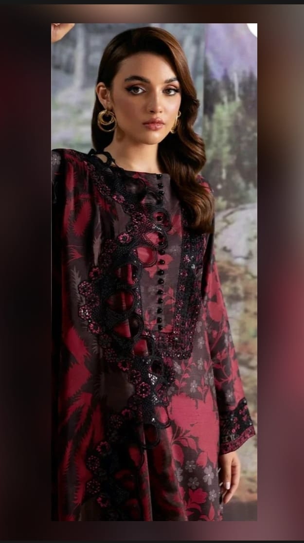 RAMSHA | DIGITAL PRINTED WITH HEAVY EMBROIDERED LAWN | UNSTITCHED 3-PIECE SUIT | JR-503
