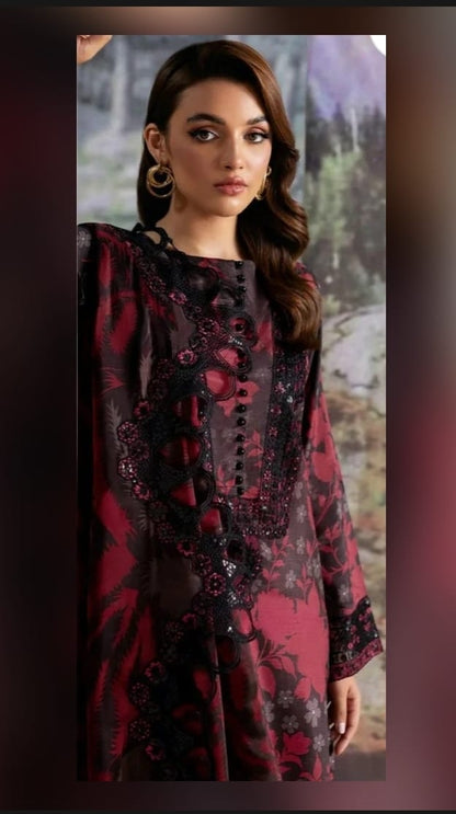RAMSHA | DIGITAL PRINTED WITH HEAVY EMBROIDERED LAWN | UNSTITCHED 3-PIECE SUIT | JR-503