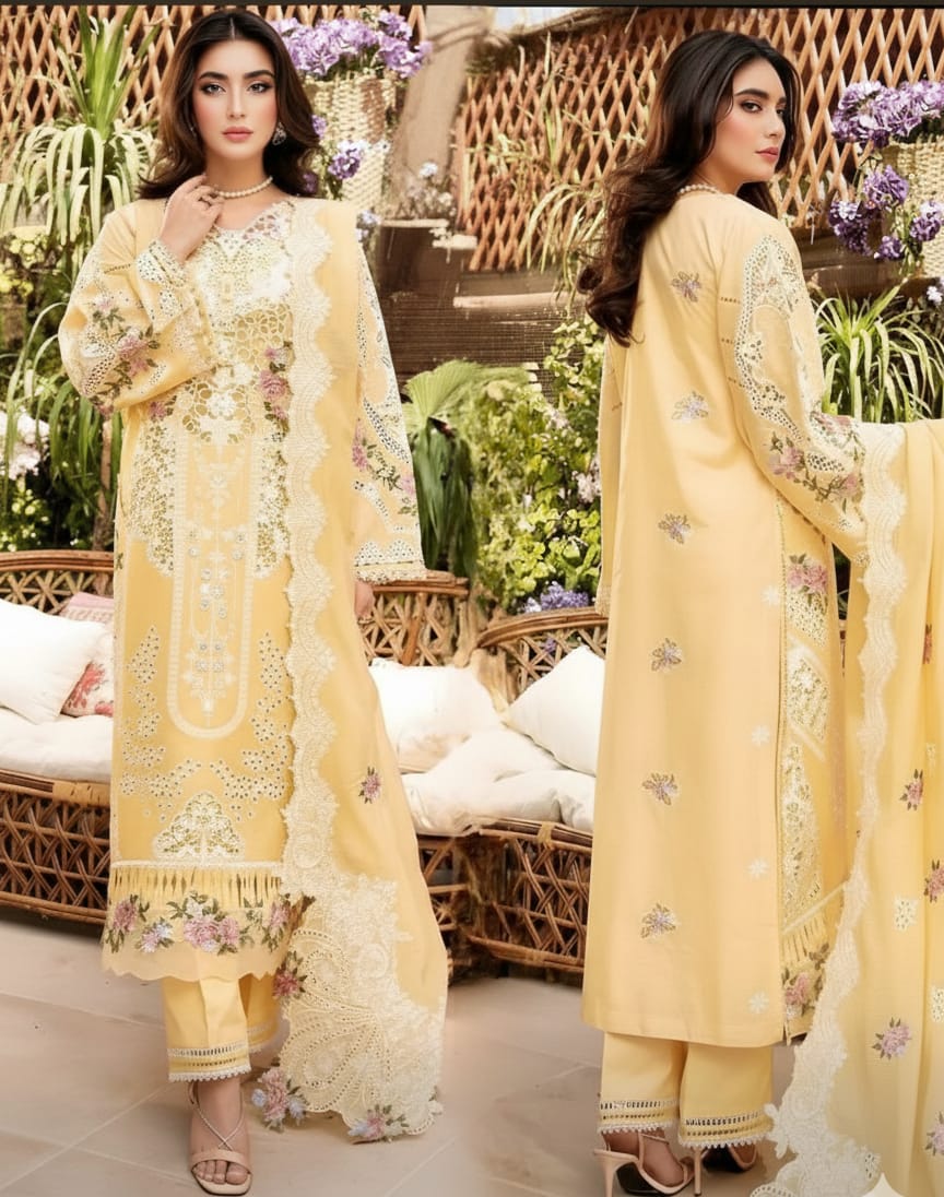 Elaf Premium Embroidered Luxury Lawn Unstitched 3Pc Suit IIC-4020