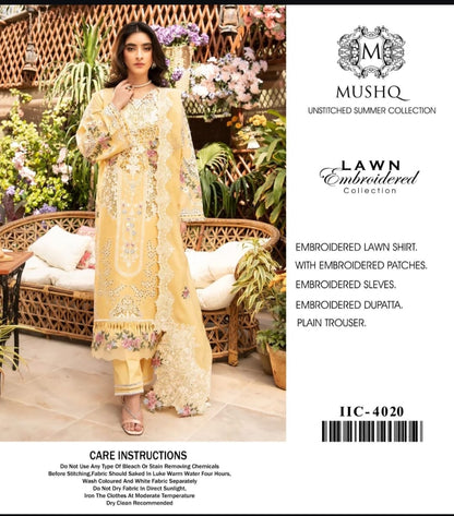 Elaf Premium Embroidered Luxury Lawn Unstitched 3Pc Suit IIC-4020