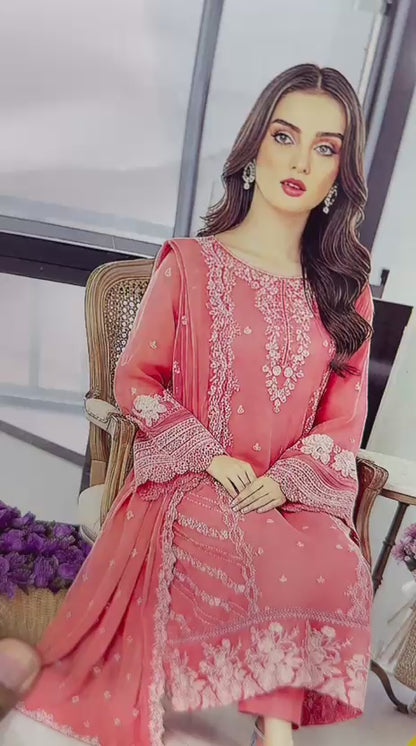 Azure Summer Collection CB-5177 | Peach 3-Piece Unstitched Embroidered Lawn Suit